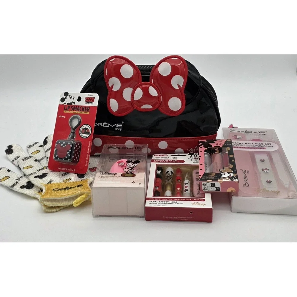 Crème Shop Minnie Mouse Makeup Bag Bundle w/Disney Creme Shop Accessories  #0235